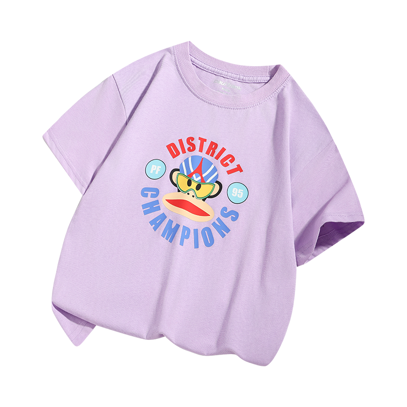 大嘴猴女童纯棉短袖t恤夏季2024新款印花中大儿童男童休闲款上衣