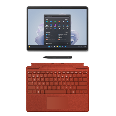 [配原装波比红键盘盖+触控笔]微软Surface Pro9 亮铂金 12代i7 16G 1T 13英寸 二合一平板电脑 笔记本 Win11 Pro WiFi版