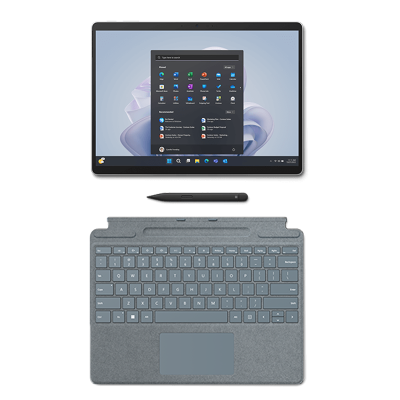 [配原装冰晶蓝键盘盖+触控笔]微软Surface Pro9 亮铂金 12代i7 16G 256G 13英寸 二合一平板电脑 笔记本 Win11 Pro WiFi版
