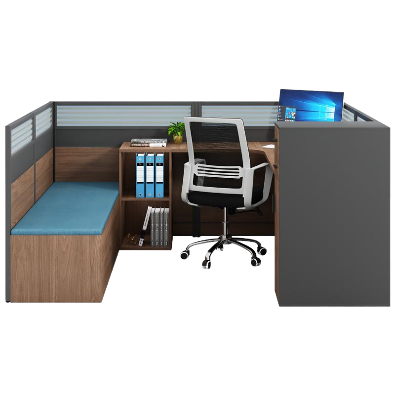 易企采 单人位带午休床办公桌大尺寸卡位职员屏风工位桌