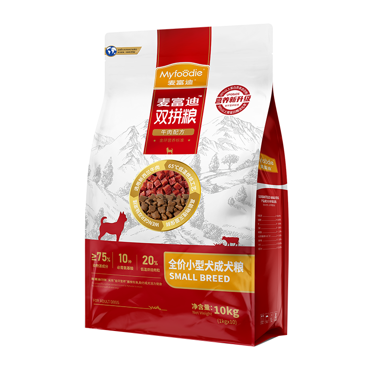 麦富迪狗粮10kg牛肉双拼粮小型犬成犬泰迪柯基比熊小型犬通用型20斤装