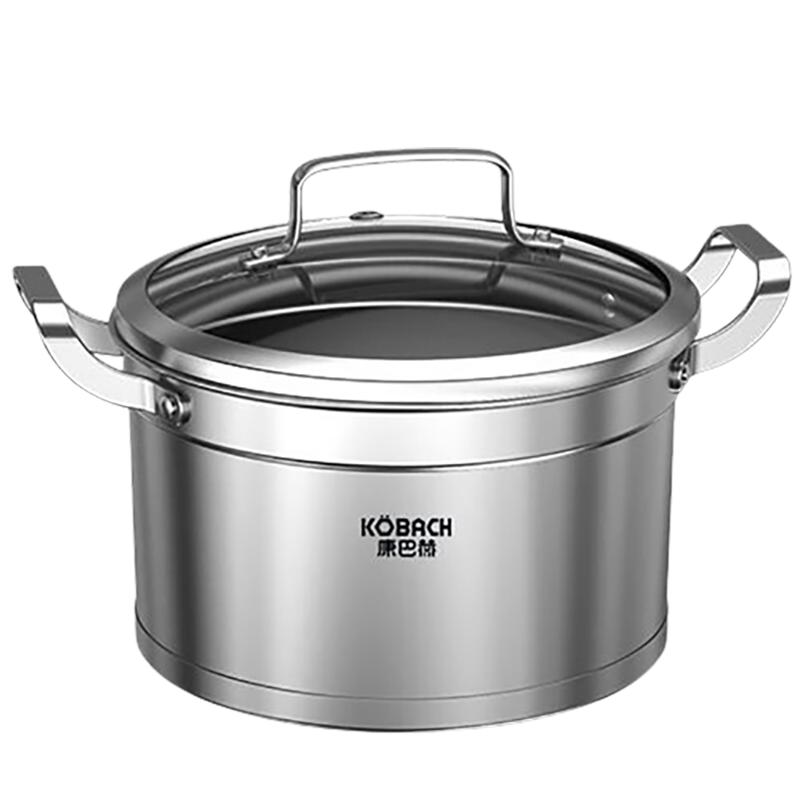 康巴赫汤锅22cm不锈钢德式直身复底煲锅炖汤锅TGZ22A1