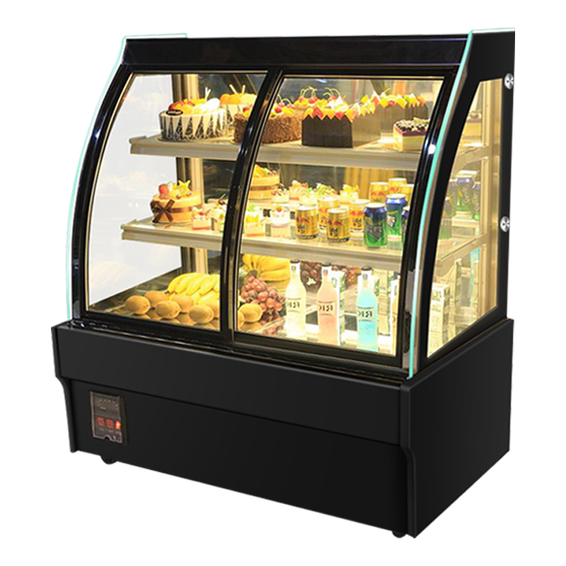 lecon/乐创1.5米落地式(黑/白)(弧形/直角)蛋糕柜 展示柜商保鲜冷藏熟食柜寿司卤菜点菜柜冷藏展示柜