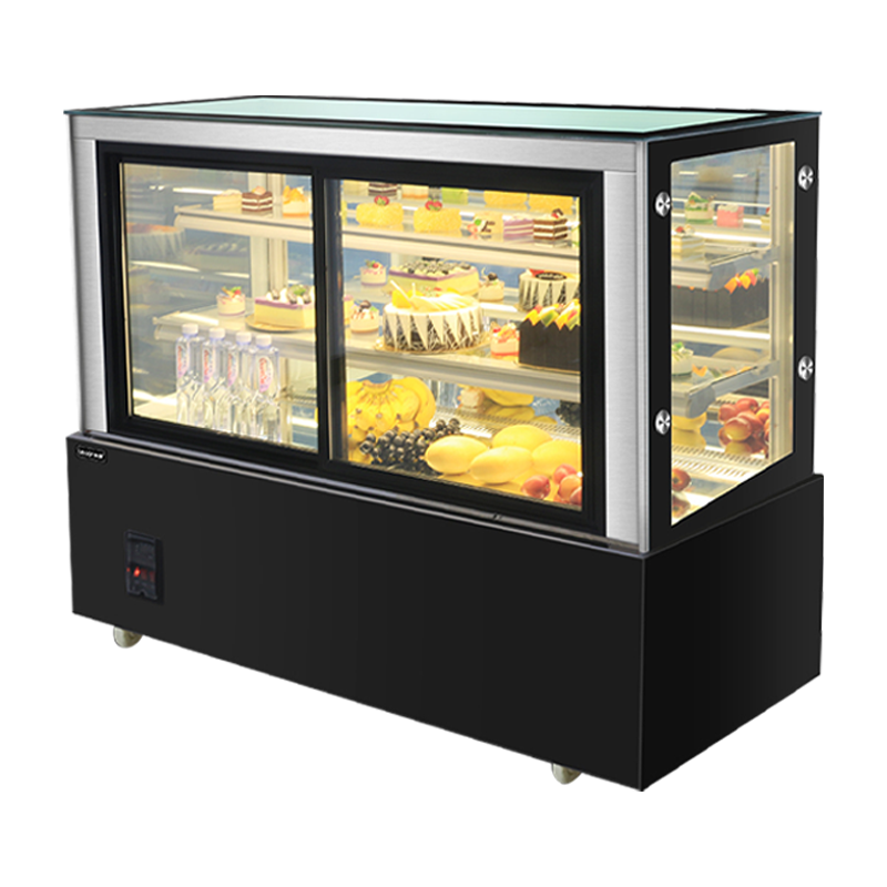 lecon/乐创 1.8米落地式(黑/白)(弧形/直角)加除雾蛋糕柜 展示柜商保鲜冷藏熟食柜寿司卤菜点菜柜冷藏展示柜