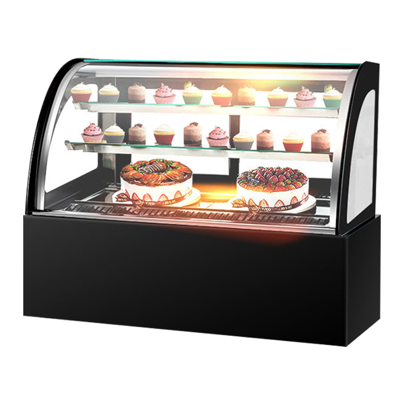 乐创(lecon)蛋糕柜展示柜冷藏玻璃陈列柜西点柜甜品柜风幕柜 风冷黑色弧形 0.9台式后开门常温款 纯展示无冷藏