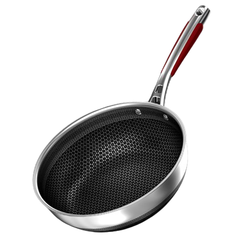 康巴赫煎锅28cm不粘锅双面蜂窝不锈钢煎炒锅KG-JC28A