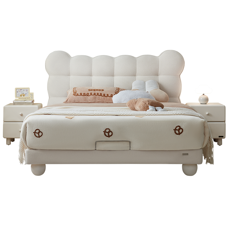 全友家居青少年床奶油风儿童布艺软包床小户型单人男孩女孩床