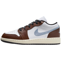耐克女鞋Air Jordan 1 Low AJ1白棕牛仔低帮复古篮球鞋FQ8156-142