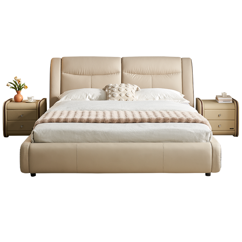 全友家居现代简约双人布艺床2024新款卧室科技布床