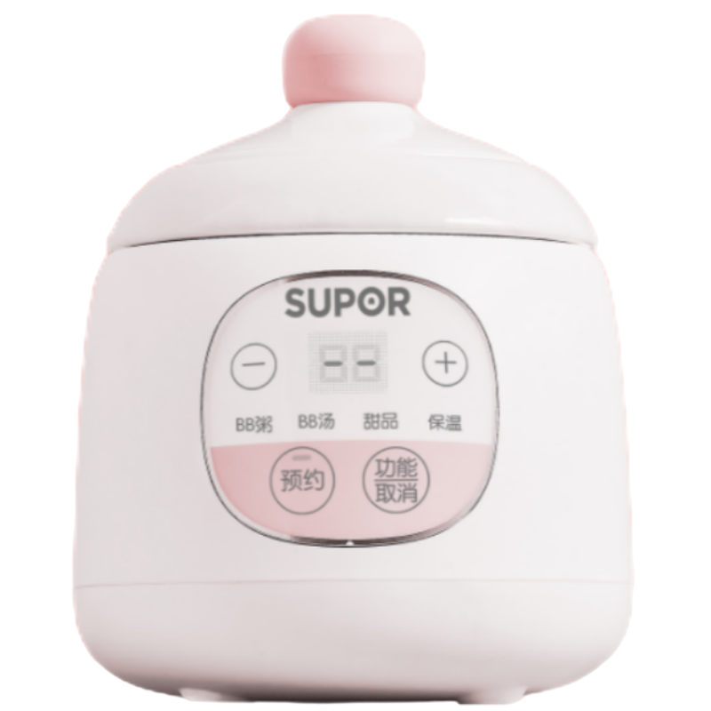 苏泊尔(SUPOR)婴童电炖锅BB煲 电炖盅 电砂锅 煮粥锅 家用多功能宝宝专属0.5L辅食机料理机 DG05CQ03粉