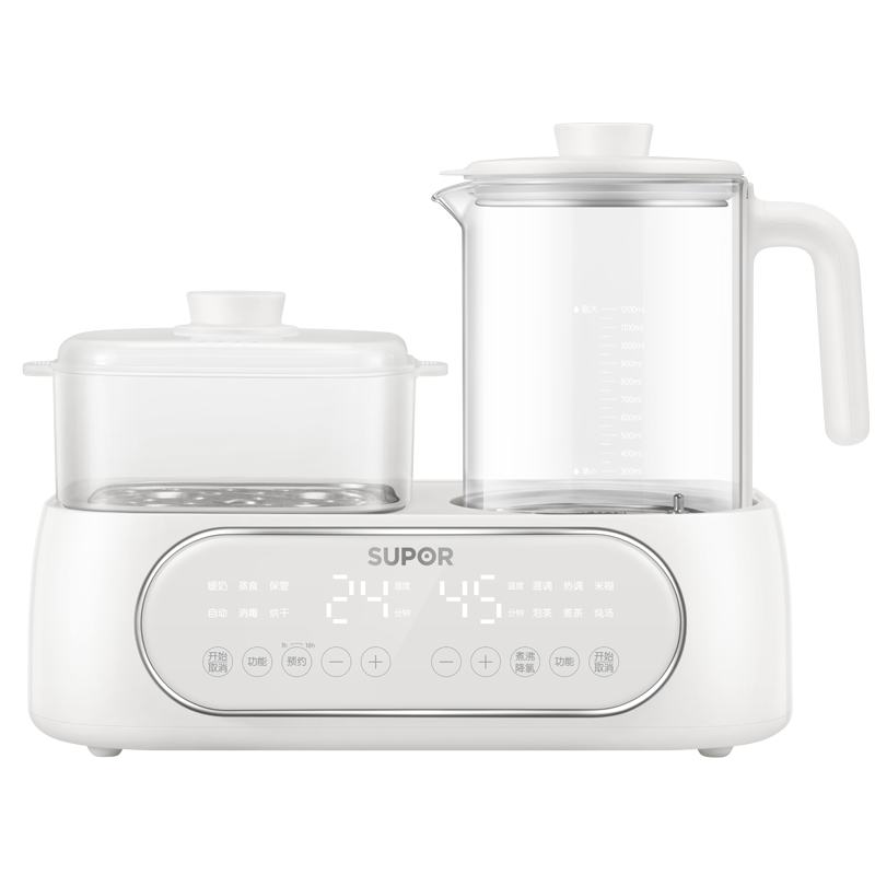 苏泊尔恒温烧水壶婴儿冲奶调奶温奶器奶瓶消毒器带烘干二合一家用 [优雅白]BW012A