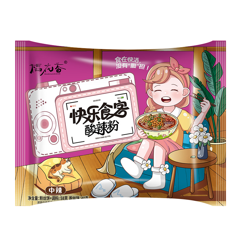 稻花香快乐食客酸辣粉中辣网红方便粉丝米线速食免煮即食袋装整箱