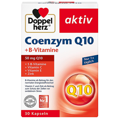 保税发-德国Doppelherz双心 辅酶Q10+维生素B族软胶囊30粒 膳食营养补充剂