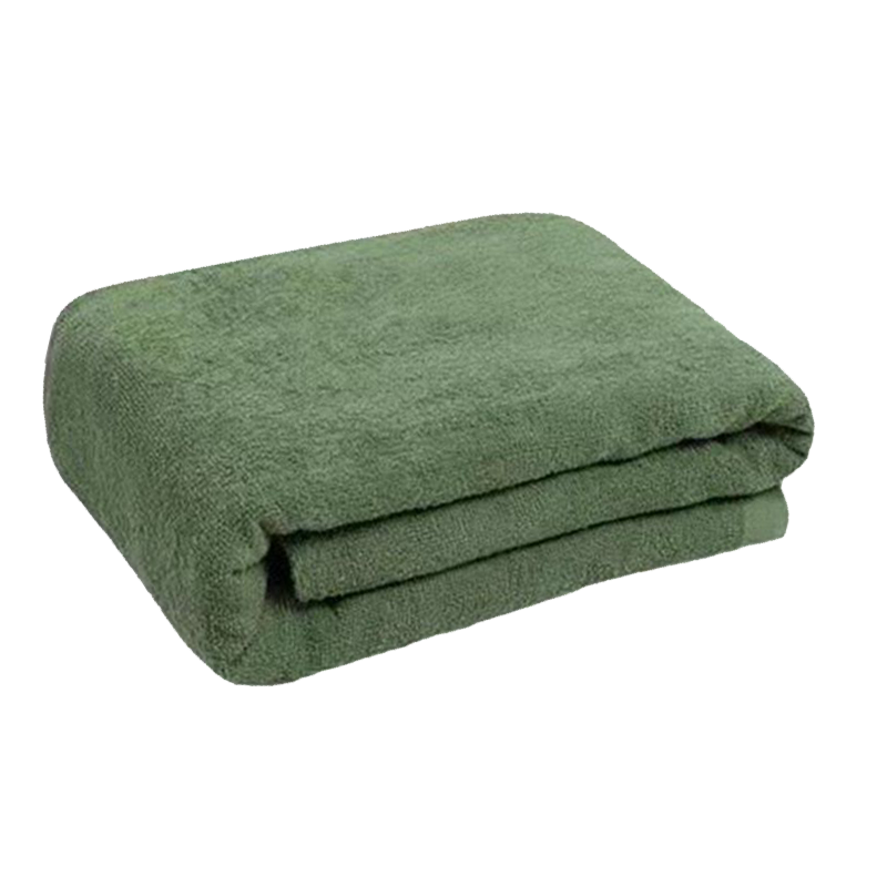 财巢 纯棉毛巾被全棉夏季薄款军绿色毛巾毯820克军绿色毛巾被1.5m*2m/件