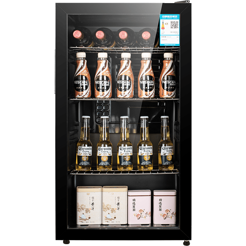 新飞冰吧酒柜冷藏透明玻璃门家用小型饮料茶叶办公室冷冻网红冰箱_168升黑内胆冷藏微冷冻