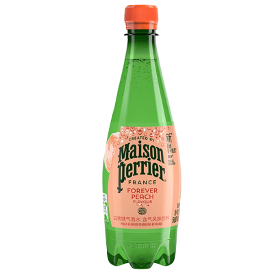法国原装进口 巴黎水(Perrier)气泡矿泉水 白桃味天然矿泉水 500ml*4瓶(塑料瓶)