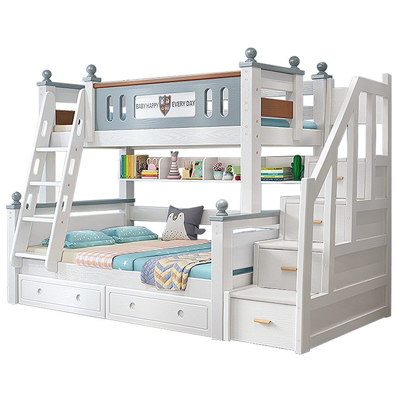 禧漫屋 床 上下床子母床双层床木质两层成人橡胶木上下铺儿童床成年床实木床双人床简约现代男孩女孩公主床多功能高低床