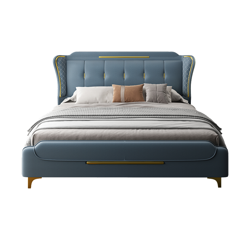 欧梵森 北欧轻奢科技布美式主卧床1.5米床双人床家用储物床欧式大床意式软包床现代简约小户型婚床套装组合卧室家具床