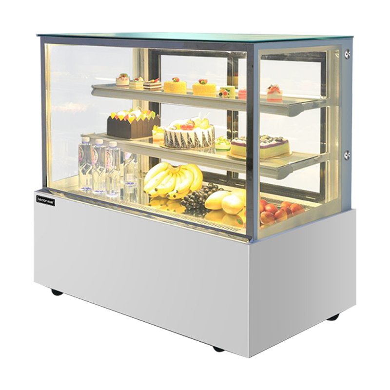 乐创(lecon)蛋糕柜展示柜冷藏玻璃陈列柜水果保鲜柜熟食柜西点柜甜品柜风幕柜 风冷白色直角 1.5米落地式后开门