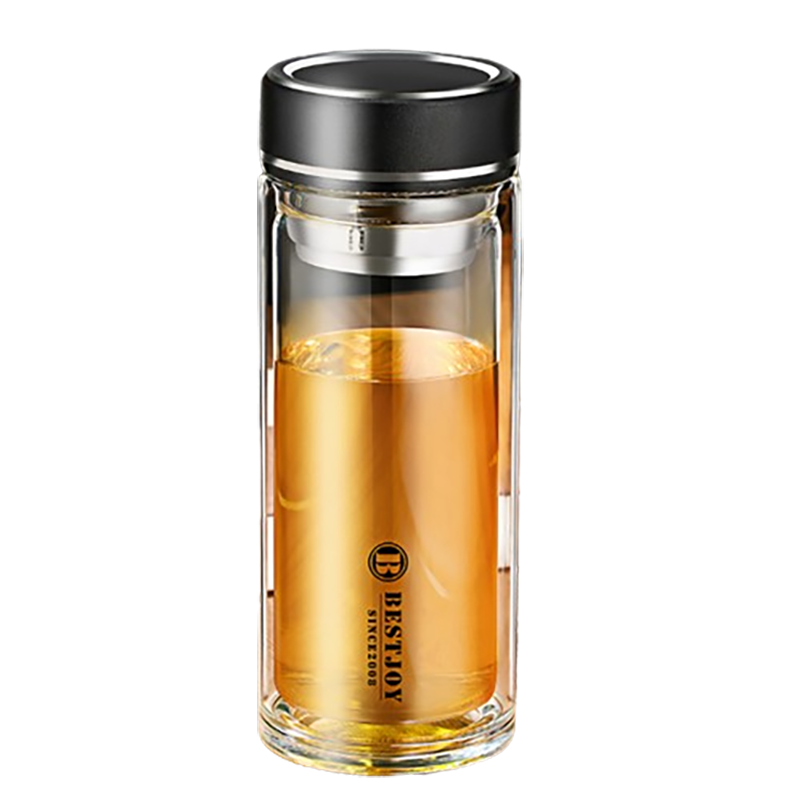 富光 FGBE-BL04 双层玻璃水杯带过滤 1000ml (黑色)