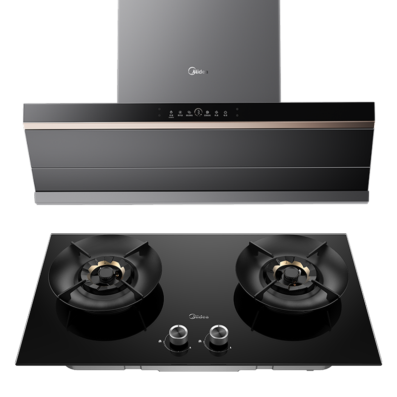 [高温蒸汽洗]美的(Midea)烟灶套装AK5Pro+Q529L跨界双腔23m³变频巡航油烟机5.2kW燃气灶天然气
