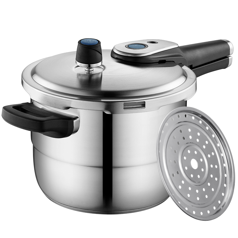 爱仕达 高压锅 24CM六保险304不锈钢T型压力锅 明火电磁炉通用 带蒸篦YS24T1WG