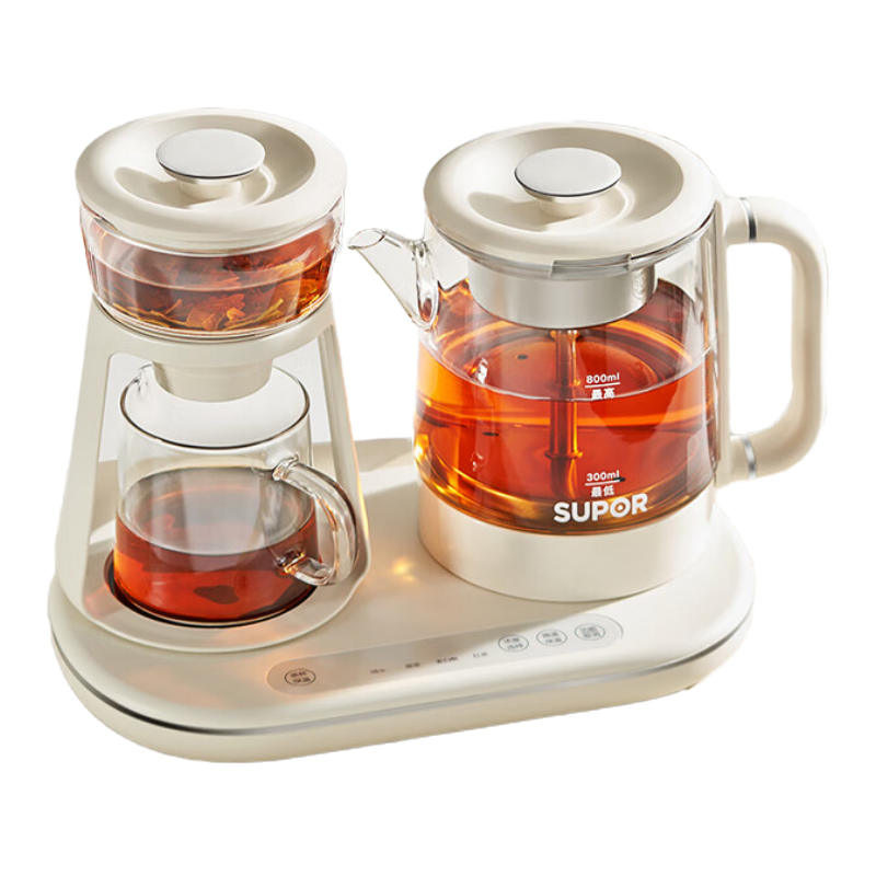 苏泊尔(SUPOR)煮茶器煮茶壶蒸汽喷淋式蒸茶壶养生壶热水壶304不锈钢烧水壶茶具 SW-08C11 [蒸茶+泡饮]