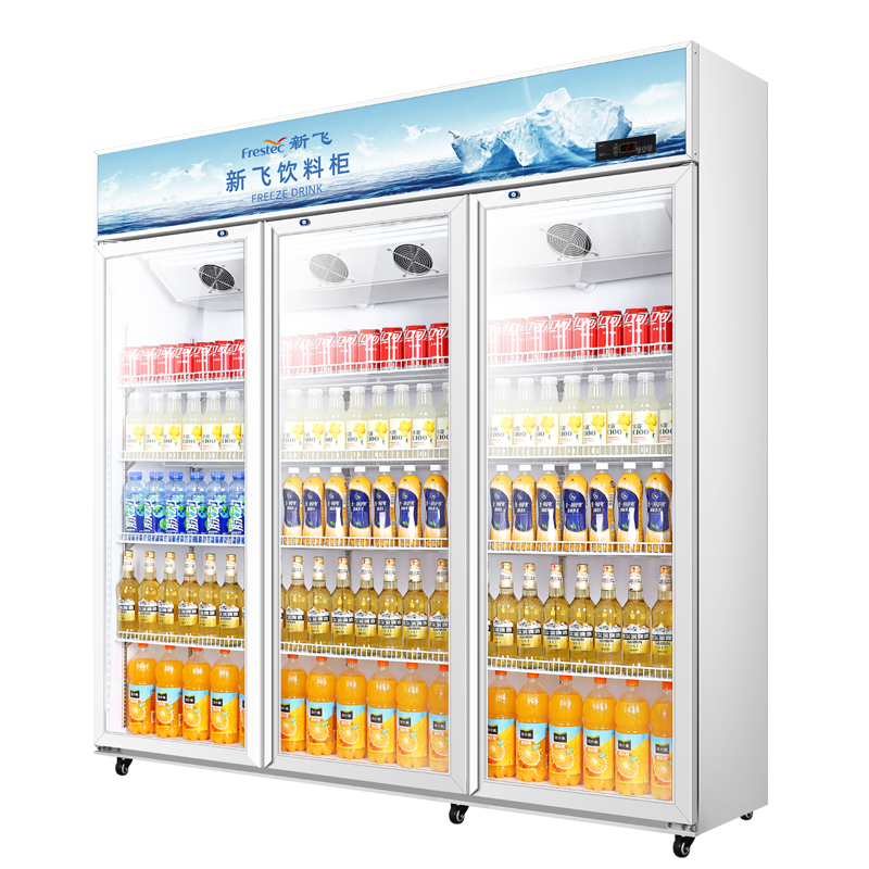新飞(Frestec)冷藏展示柜商用大容积立式三门陈列柜冷柜保鲜柜玻璃门冰箱超市便利店饮料柜 风冷三门1300L 白色