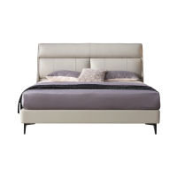 雅兰真皮床现代简约轻奢双人床高端大气主卧大床靠背可调节伯明翰