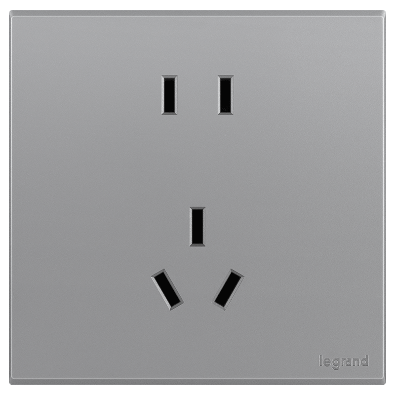 罗格朗开关插座面板茗画深砂银一开五孔usb带单控双联开关灰色三孔16A空调插座86型暗装墙壁电源插座