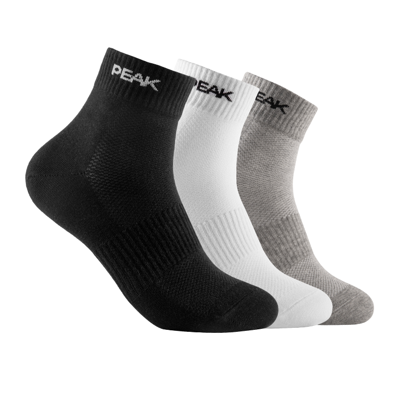 匹克(PEAK)均码3双装新款透气运动袜子篮球袜跑步男女士耐磨中筒春秋四季
