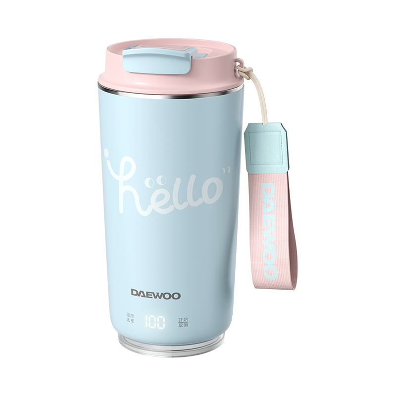 大宇开盖直饮便携式烧水壶电热水杯家用烧水杯办公室保温杯便携水壶旅行烧水壶电热烧水壶烧水杯D18粉蓝桃糖白D18-FLTT