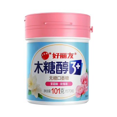 好丽友 新木糖醇3+花香 101g*2瓶 薄荷水果味花香味软糖清新口气