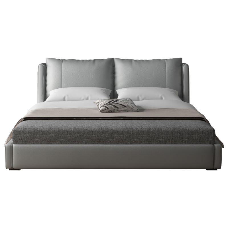 禧漫屋 床 北欧真皮床1.8米简约主卧室双人床软床婚床大小户型榻榻米现代储物家具