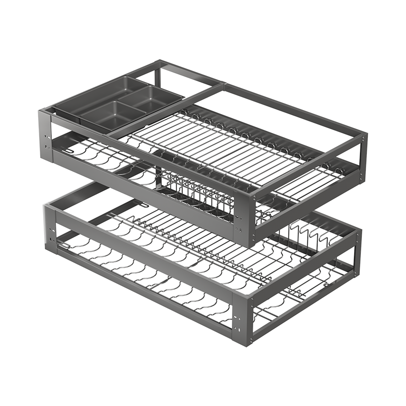拉篮厨房橱柜304不锈钢双层抽屉式柜碗碟篮厨柜碗篮L232