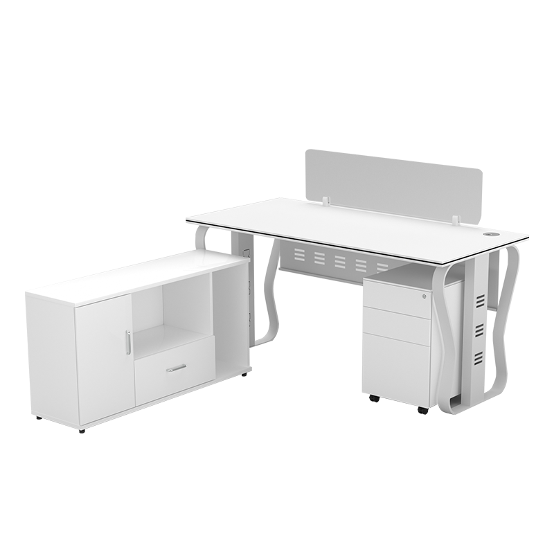 圣斯顿S-HB166708现代简约办公桌含侧柜钢制活动柜1600*600*750mm白色