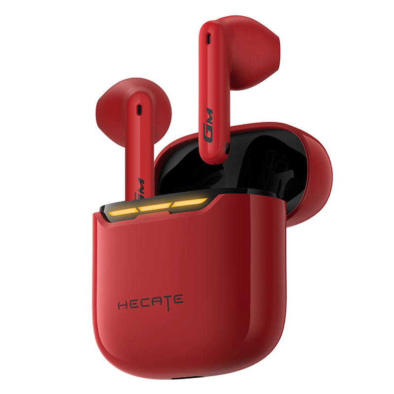 EDIFIER/漫步者GM3Plus蓝牙耳机真无线电竞游戏半入耳式专用吃鸡听声辩位适用于华为苹果小米 热血红