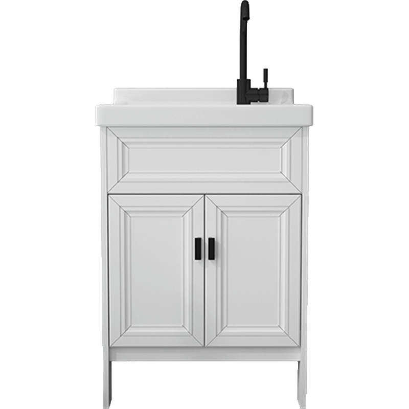 手逗阳台洗衣池太空铝洗衣柜组合陶瓷洗手盆带搓板落地柜加深一体台盆