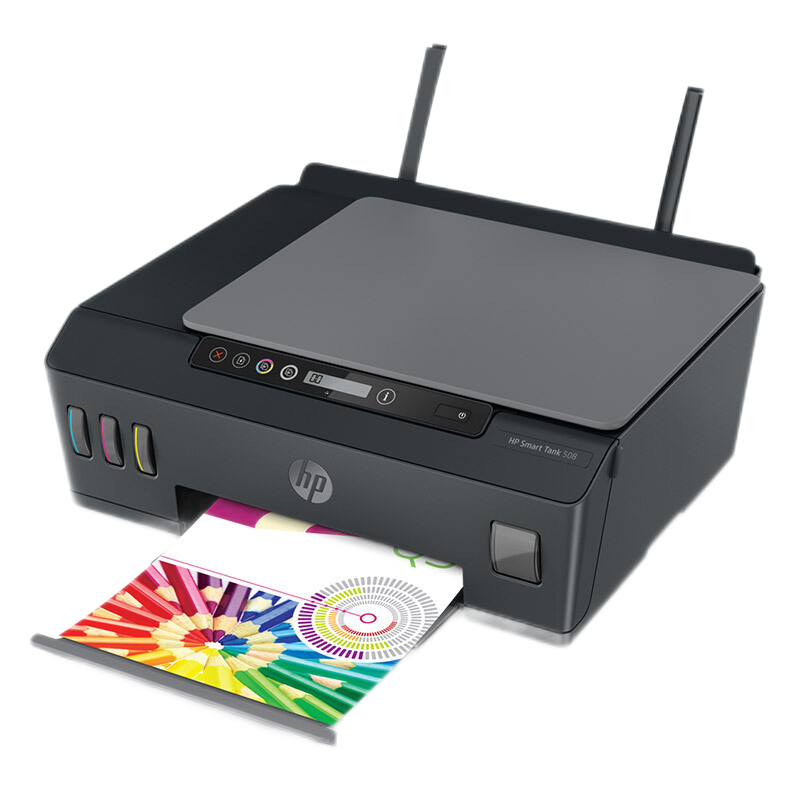 惠普(hp)Tank 508彩色喷墨连供打印一体机三合一彩色打印复印扫描家庭打印商用办公内置墨仓易加墨照片文档试卷打印机替代5810 5820 套餐3