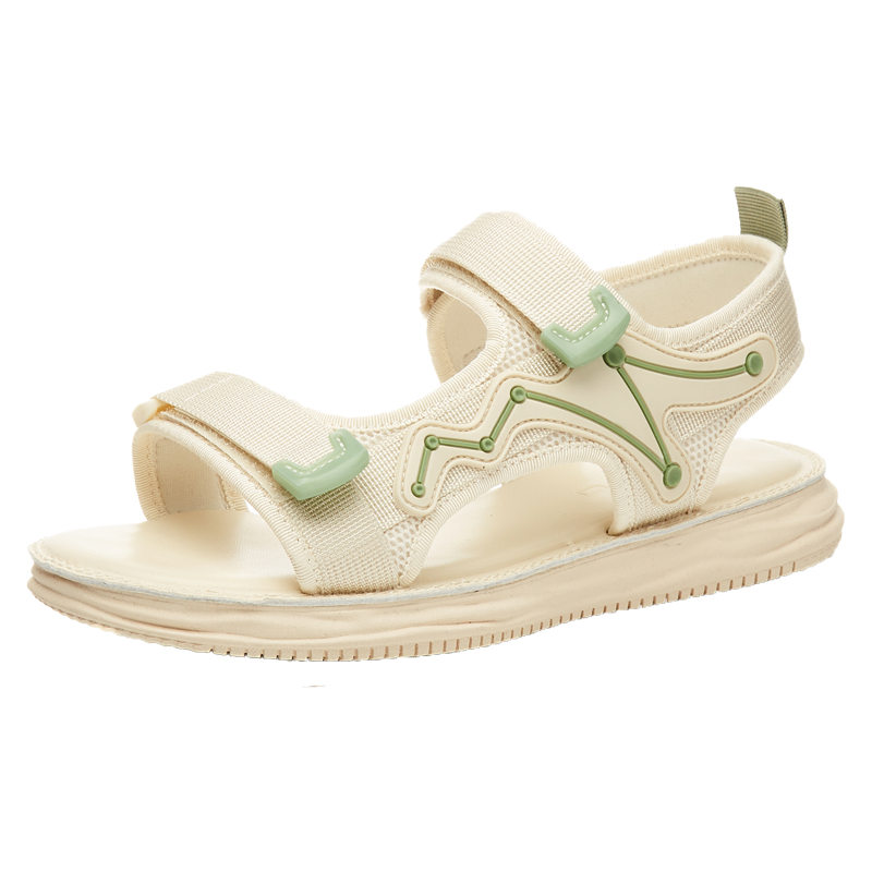 珂卡芙夏季新款平底休闲学院 风魔术贴凉鞋百搭女鞋露趾舒适软底鞋