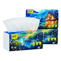 蓝漂星空系列抽纸12包52抽5层加厚卫生纸巾实惠家用