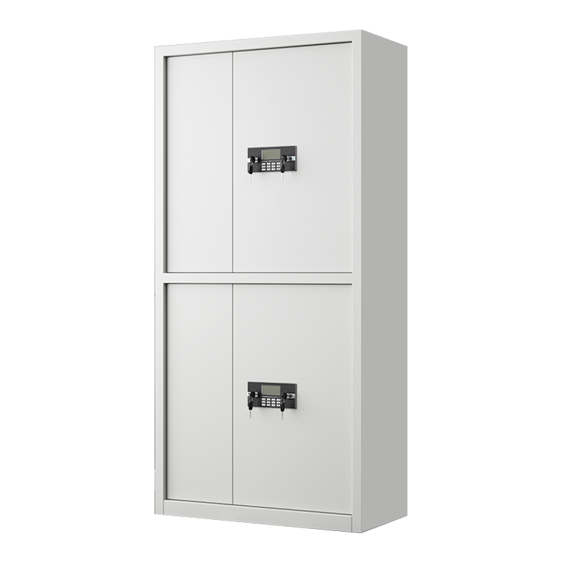 铭威盾指纹电子保密柜钢制密码文件柜档案柜矮柜保密资料柜办公柜通双节白色:电子密码锁