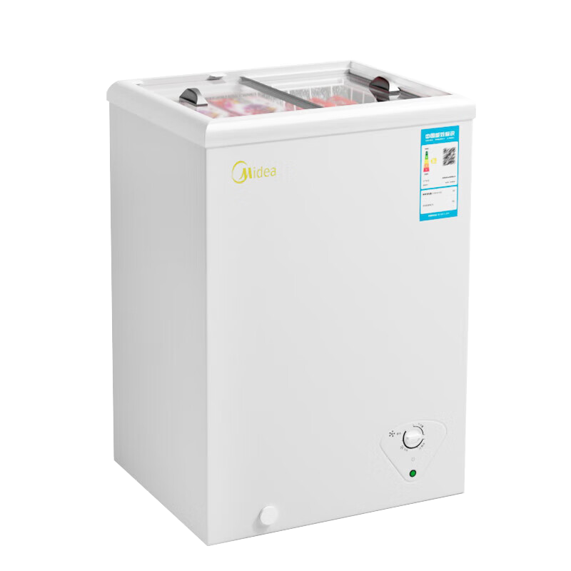 美的展示柜冷藏保鲜柜 冰柜商用 家用小型冷柜家用冰柜 商用大容量雪糕展示柜100升MS-100LGE