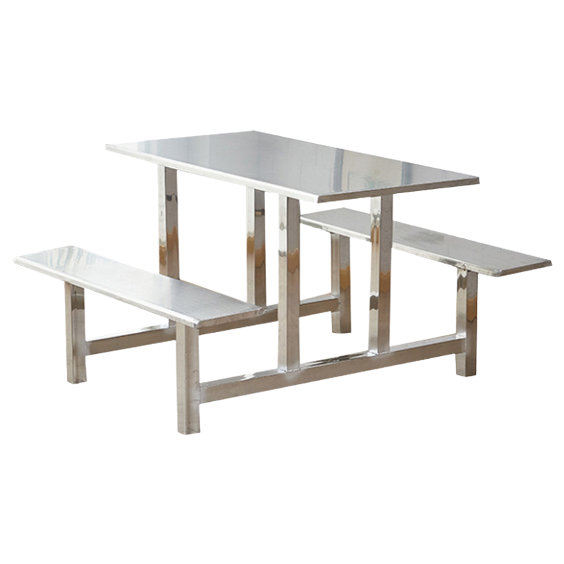 铭威盾学校食堂不锈钢餐桌椅4人6人9人位工厂员工饭堂连体快餐桌椅组合6人位不锈钢(加固)