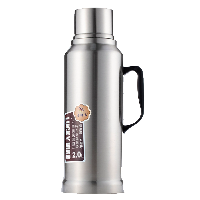luckybird吉祥鸟不沾热水瓶保温瓶暖壶学生开水瓶茶瓶大容量冬季2.0升5磅平盖款[钢本色]
