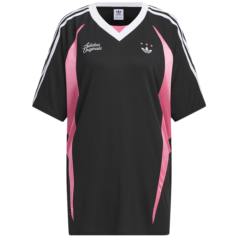 阿迪达斯adidas 三叶草女子宽松短袖V领T恤JD1132