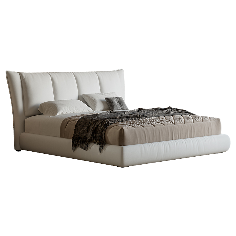 喜临门真皮床轻奢现代简约实木双人主卧大床 云帆