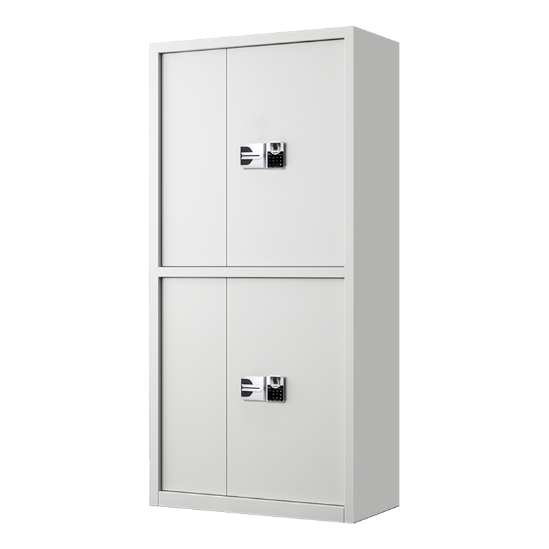 汉诺鑫威指纹电子保密柜钢制密码文件柜档案柜矮柜保密资料柜办公柜通双节白色:国保指纹锁