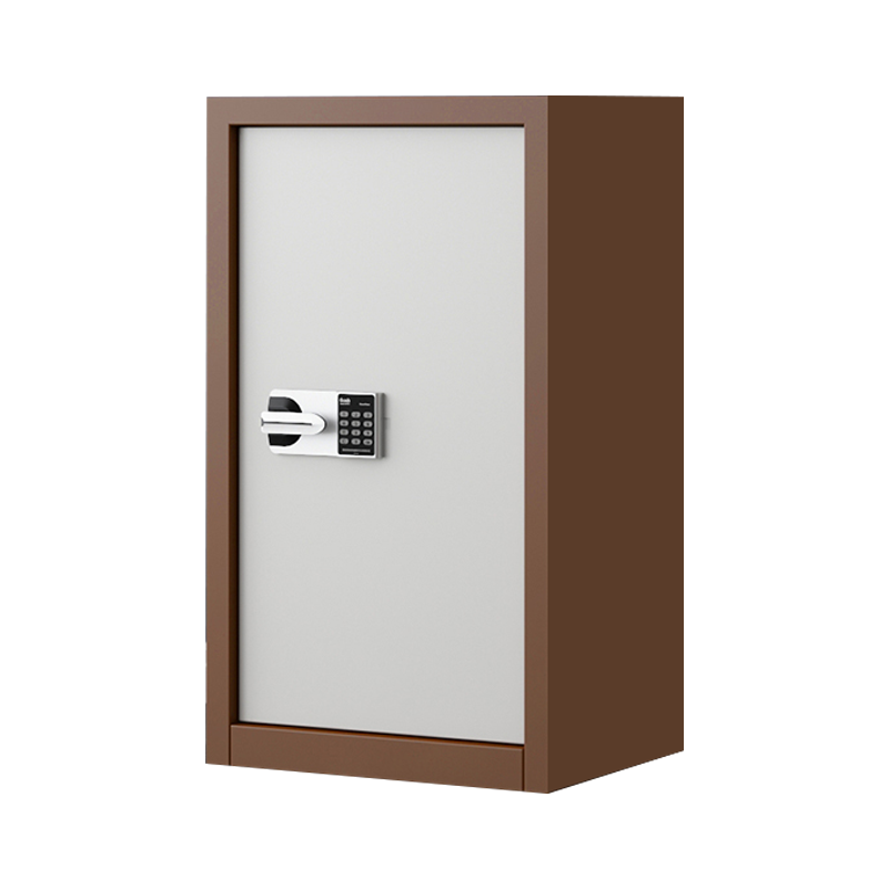 汉诺鑫威指纹电子保密柜钢制密码文件柜档案柜矮柜保密资料柜办公柜单门咖白:国保锁