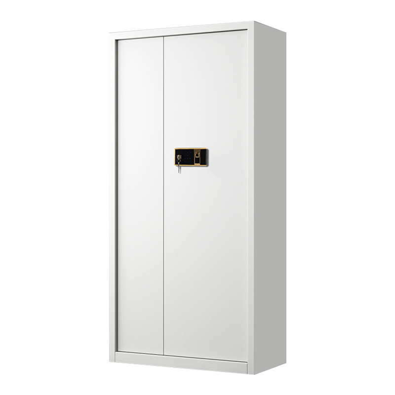 汉诺鑫威指纹电子保密柜钢制密码文件柜档案柜矮柜保密资料柜办公柜通门白色:钥匙指纹锁